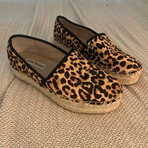 Steve Madden Alexia Platforms Animal Print Flat Wedge Espadrille Loafer 8.5